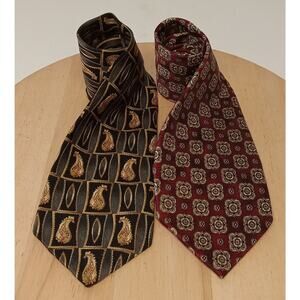 Set Of 2 Zianetti Ties Men's Italian Silk Collection USA Grey Red